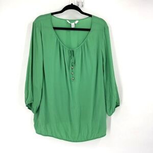 Old Navy Green Chase Blouson Blouse Peasant Kelly Green Size XXL.
